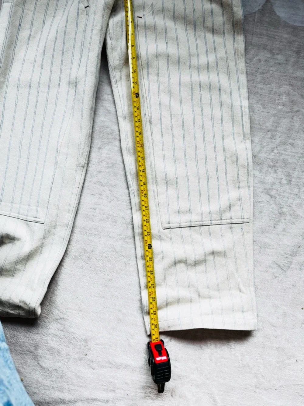 Dior Cream Pants with Blue Pinstripes and Branded Button - Picture 14 of 14